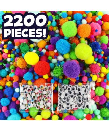 2200-Piece Assorted Pom Poms Balls Craft Supplies with 200 Googly Eyes - Large & Small Fuzzy Pompoms - Buy Online on GoSupps.com