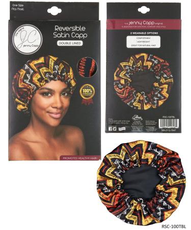 Jenny CAPP Satin Bonnet  Double Satin Lined Cap  Reversible Fashion Printed Satin Bonnet for Sleeping  Fashion Hair Bonnet with Satin Luxury Satin Material Tribal