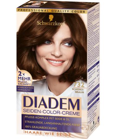 SCHWARZKOPF DIADEM Silk Color Cream 732 Chocolate Brown Level 3 Pack of 3 (3 x 180 ml) Chocolate Brown 180 ml (Pack of 3)