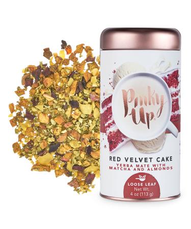 Pinky Up Red Velvet Cake Loose Leaf Tea | Yerba Mate Herbal Tea, 80-85 mg Caffeine Per Serving, Naturally Calorie & Gluten Free | 4 Ounce Tin, 25 Servings