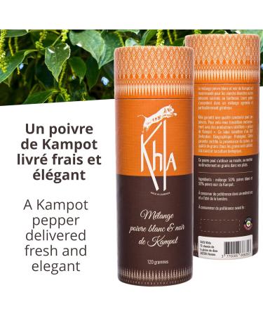 Khla - M lange Poivre Noir & Blanc de Kampot Bio - Tube Poivre en Grains 120g - Direct Producteur - Production limit e - pice d Asie - Origine Cambodge - Buy Online on GoSupps.com