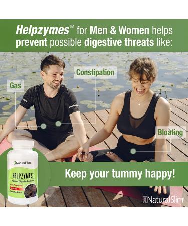 NaturalSlim Helpzymes Digestive Enzymes - Gut Health & Gas Relief - 100 Caps - Buy Online on GoSupps.com