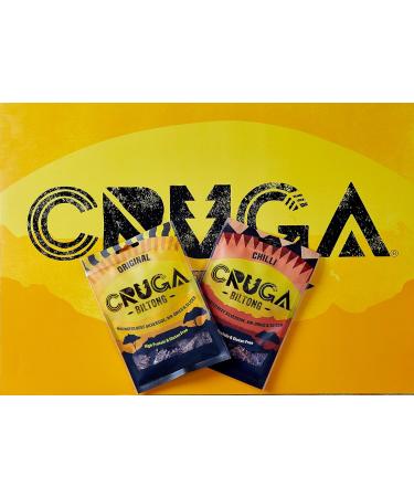 Buy CRUGA Biltong Original & Chilli - High Protein Dried Meat Jerky Beef Gluten Free (8 x 60g) - International Shipping Available - Buy Online on GoSupps.com
