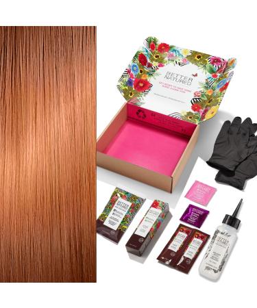 8NRG Natural Rose Gold Blonde Permanent Hair Color Dye Kit (Color Developer Barrier Cream Gloves Cleaning Wipe Shampoo and Conditioner) Radiant Color that Lasts up to 8 Weeks