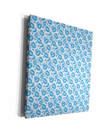 3dRose Museum Grade Canvas Wrap - Two Kisses Collided Lip Boyish Blue Lips Pattern Pattern - Lipstick Kisses