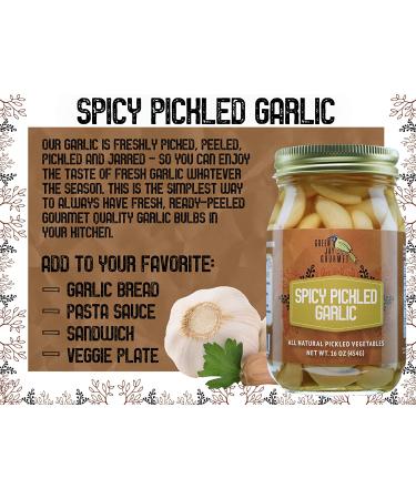 Green Jay Gourmet Spicy Pickled Garlic Cloves - Fresh Garlic Bulbs for Cooking - 16 oz Jar - Buy Online on GoSupps.com