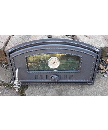 Premium Cast Iron BBQ Rolling Pizza Oven Door 490x280 with Glass & Thermometer - Ideal Bread Oven Accessory - Buy Online on GoSupps.com