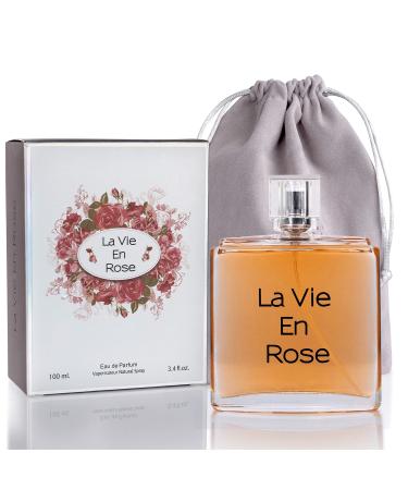 NovoGlow La Vie En Rose for Women - 3.4 Fl Oz Bottle - Scents with Finest Essential Oils & Flower Essence - Sweet Aromas of Iris Jasmine & Orange Blossom - Includes Suede Pouch for a Luxurious Touch