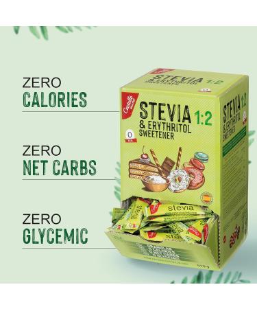 Castello since 1907 Stevia Erythritol Sweetener 204 sachets 2.5g - Natural Sugar Substitute - Keto Paleo Friendly - 0 Calories 0 Glycemic Index - Non-GMO - 510g - Buy Online on GoSupps.com