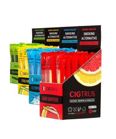 Cigtrus Oral Fixation Craving Relief Quit Smoking Aid Tobacco Free Nicotine Free Non-Electric Natural Support Grapefruit Flavor Oxygen Inhaler 20/CT