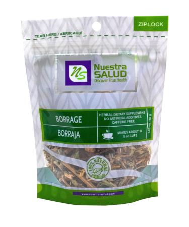 Nuestra Salud Borraja Borage Herbal Tea 1.06oz - 100% Natural Dried Herb - Traditional All-Natural Tea - Zip-Lock Packaging - 1 Count (Pack of 1) - Buy Online on GoSupps.com