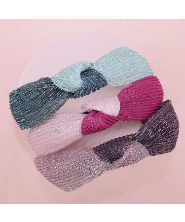 FROG SAC Girls' 3-Pack Top Knot Headbands - Cute Two Tone Knotted Headband Set for Kids - Fashion Hair Accessories in Purple, Pink, Blue - Buy Online on GoSupps.com