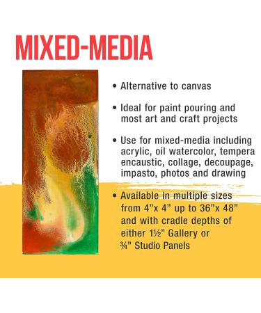 U.S. Art Supply 12x24 Birch Wood Paint Pouring Panel Boards - Pack of 2, 3/4 Deep Cradle - Artist Wooden Canvases for Painting Mixed-Media Acrylic, Oil, Watercolor, Encaustic - Buy Online on GoSupps.com