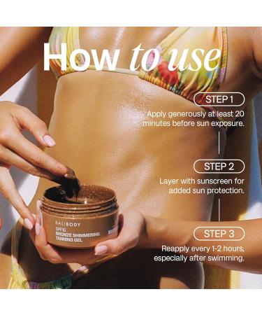 Bali Body Bronze Shimmering Tanning Gel SPF 15 Sun-Kissed Glow with Coconut Scent Carrot Root & Vitamin E Organic Bronzer & Shimmer Sunscreen for Quick Tan Hydration & Even Skin Tone - Buy Online on GoSupps.com