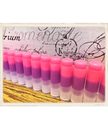 STRAWBERRY and COTTON CANDY Flavored Layered Pink and Purple Handmade Lip Balms Without Labels Whole Bulk (20)