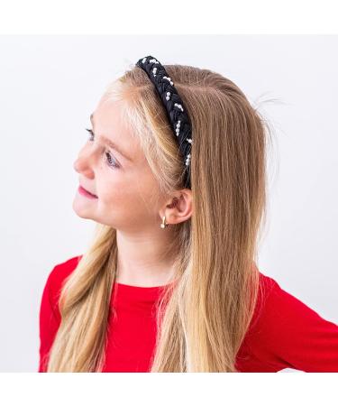 FROG SAC 3 Pearl Headbands for Girls - Satin Braided Hair Bands for Kids in Black, Purple, Pink - Cute Fashion Accessories with Pearls - Buy Online on GoSupps.com