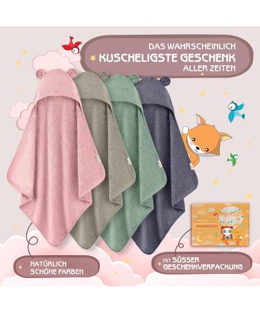 Fuchsundpanda Hooded Baby Towel - Extra Thick Warm & Soft 75x75cm | 100% Bamboo Hooded Towel with Gift Packaging (Peony) - Shop Now! - Buy Online on GoSupps.com