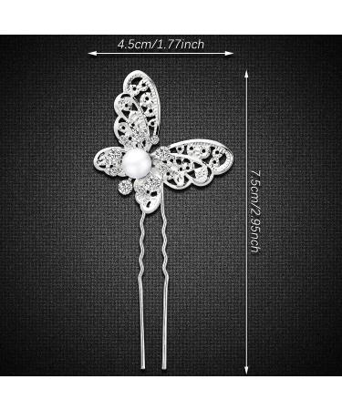Charming Butterfly Hair Clips with Crystals and Pearls - Set of 12 for Bridal Wedding Hair Accessories - Buy Online on GoSupps.com