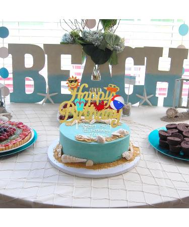 Beach Ball Happy Birthday Cake Topper Summer Pool Party Decoration Summer Party Favor Supplies - Buy Online on GoSupps.com