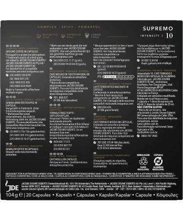 L'Or Caf EspressoSupremo - Intensity 10 - 20 Aluminum Capsules Compatible with Nespresso Machines - Buy Online on GoSupps.com