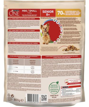Purina ONE Mini 10 kg for Small Dogs with Dental Care with Chicken and Rice 8 Bags of 800 g - Buy Online on GoSupps.com