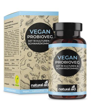 Natural aid daily vegan probiotics capsules 100% vegan 90 pieces of intestinal bacteria probiotics intestinal flora structure laboratory testing or additives in de manufactured cultures complex probiotics intestinal redevelopment - Buy Online on GoSupps.com