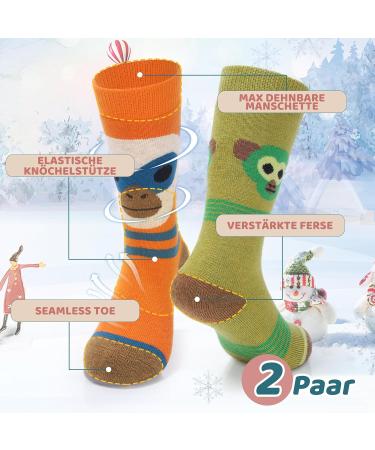 Visionreast Thermal Merino Wool Ski Socks for Girls - 2 Pairs Monkey Design Breathable Knee Socks for Winter Sports (Age 23-29) - Buy Online on GoSupps.com