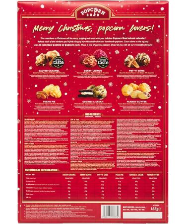 Popcorn Shed Gourmet Popcorn Christmas Advent Calendar 2023 24 Days of Popcorn - 6 Luxury Flavours All Natural and Vegetarian Foodie Gift Non-Chocolate Advent Calendar Gourmet Popcorn Advent Calendar 2023 - Buy Online on GoSupps.com