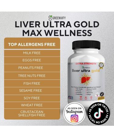 Liver Ultra Gold Extra Strength Supplement 60 Veggie Capsules Natural Liver Support with Milk Thistle Beetroot Artichoke 30 Day Supply (1) - Buy Online on GoSupps.com