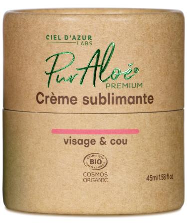 Ciel d'Azur Labs - Pur'Alo Premium Organic Sublimating Cream - Native Aloe Arborescens & Aloe Vera - Beautifying Day Cream - Certified Organic Cosmos Organic - 99% Natural Origin - 45 ml