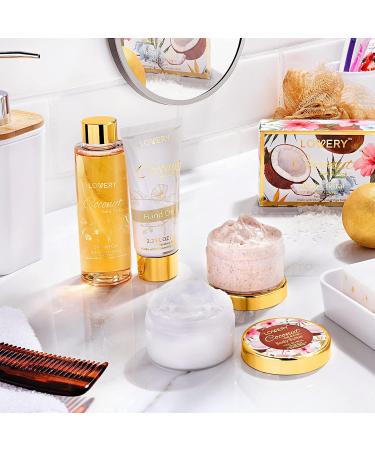 Luxurious Coconut Bath Gift Set - 24K Gold Bath Bomb Body Lotion Scrub & More | Perfect Spa Gifts for Women & Home Spa Kit - Buy Online on GoSupps.com