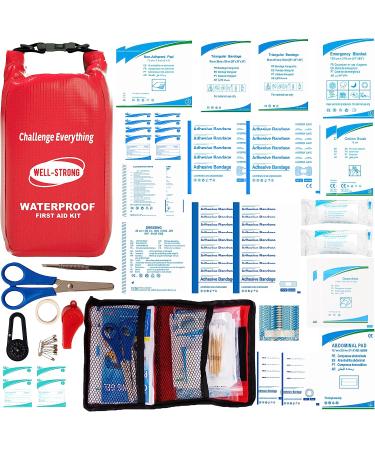WELL-STRONG Waterproof First Aid Kit Roll Top - Boat Emergency Kit for Fishing, Kayaking, Boating, Swimming, Camping, Rafting - Beach Red WS011-Red - Buy Online on GoSupps.com