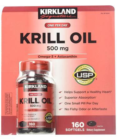 Kirkland Signature Krill Oil 500 Milligram 160 Softgels