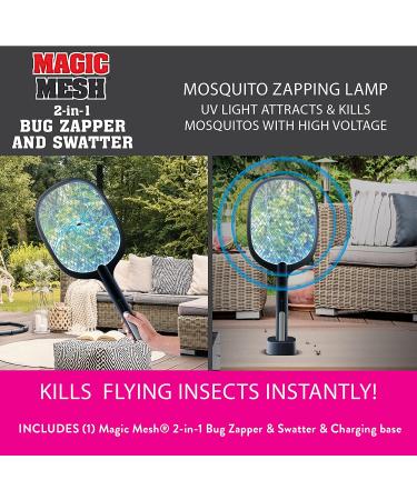 Magic Mesh 2-in-1 Bug Zapper & Swatter | Rechargeable Electric Swatter & Night Lamp | Kills Mosquitos, Flies, & Insects Indoor/Outdoor - Buy Online on GoSupps.com
