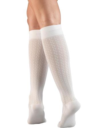 Truform Women's 15-20 mmHg Compression Dress Socks - White Cable Pattern Medium (Pack of 2) | International Shipping Available - Buy Online on GoSupps.com