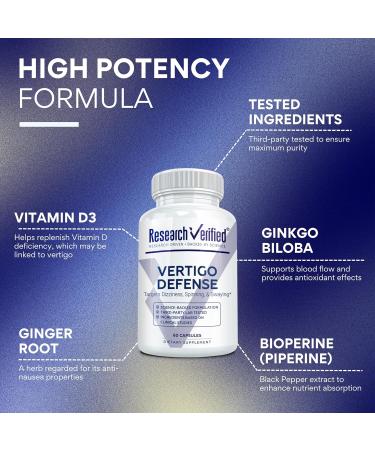 Research Verified Vertigo Defense - Soothe Symptoms and Support Inner Ear Balance - Vitamin D3, Ginger, Ginkgo Biloba, BioPerine - 60 Capsules 1 - Buy Online on GoSupps.com