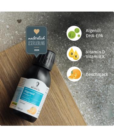 Dr. Budwig Omega 3 Algae Oil Vegan 100ml - High DHA & EPA Vitamin D3 & K2 Omega 3 for Kids - Natural Algae Oil Supplement - Buy Online on GoSupps.com