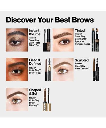 Revlon ColorStay Brow Fantasy Eyebrow Gel & Pencil - 2-in-1 Eye Makeup in Dark Brown 0.04 Oz - Longwearing Formula for Precision Application - Buy Online on GoSupps.com