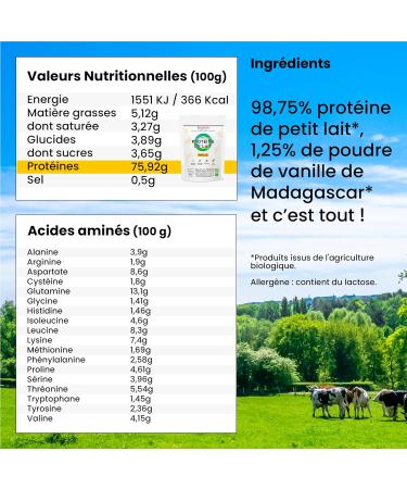 BIOFAIR NUTRITION Whey Protein Vanilla Bio 3 pieces healthy 100 natural and from our French pastures vanilla flavor 1500 g - Buy Online on GoSupps.com