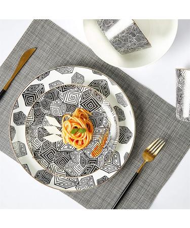 Dinner Plates Modern Creative Plates Set & Dishes Set Black and White Round Dinner Plate Sets Premium Quality Porcelain Dinnerware Set of 6 Plates Kitchenware - Buy Online on GoSupps.com
