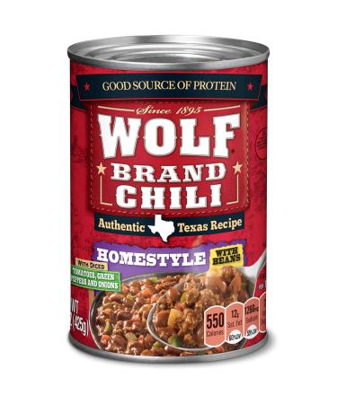 Wolf Brand Homestyle Chili With Beans 15 oz 12 Pack Homestyle Chili with Beans 15 Ounce (Pack of 12)