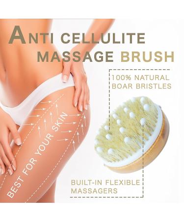 Ozziko Anti Cellulite Dry Brushing Body Brush with Natural Boar Bristles for Exfoliation and Lymphatic Drainage - Buy Online on GoSupps.com