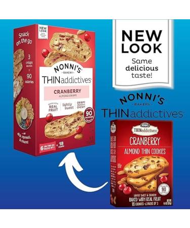 Nonni's THINaddictives Almond Thin Cookies - Cranberry Almond Biscotti Italian Cookies - Sweet & Crunchy Cookie Thins - Perfect with Coffee - Kosher - 4.4 oz 3 Pack - Buy Online on GoSupps.com