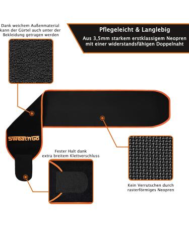 Sweat n Go Belly Girdle | Extra Thick Neoprene Sweat Belt for Men & Women | Strong Velcro Fastener | Waist Size 60-100 cm - Buy Online on GoSupps.com
