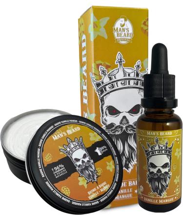 Man's Beard - Beard and Mustache Gift Set - Beard Balm 90 ml and Vanilla Mango Scented Beard Oil 30 ml Natural Ingredients 100% Made in France - Buy Online on GoSupps.com