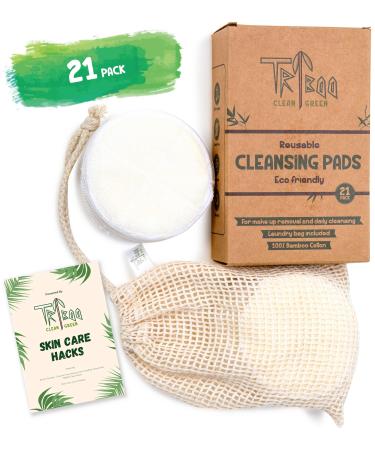 TRIBOO (21-Pack) Reusable Cotton Pads Super Soft Bamboo Cotton Wool Pads Reusable Makeup Remover Pads with Skin Care Hacks E-Book Large Cotton Wool Pads for Face Reusable Breast Pads & Baby - Buy Online on GoSupps.com
