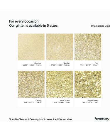 Hemway Ultra Sparkle Glitter Champagne 100g - Multi-Purpose Epoxy Resin for Arts, Crafts, Body, Hair, Face, Nails | Cosmetic Grade Safe | Weddings, Beauty, Tumblers - Premium Champagne Gold - Buy Online on GoSupps.com