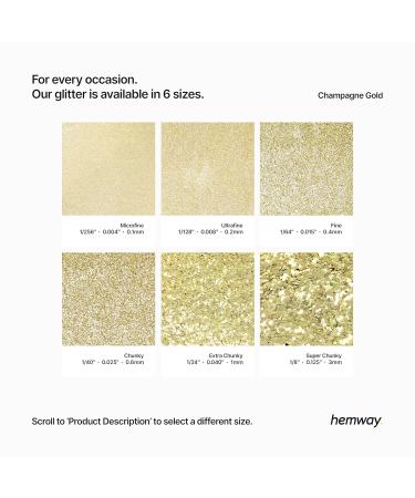 Hemway Premium Ultra Sparkle Champagne Gold Glitter - 100g Super Chunky Metallic Flake for Arts Crafts Nails Cosmetics & Festivals - Buy Online on GoSupps.com