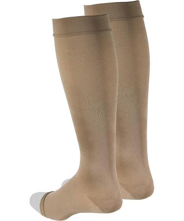 Truform Women's Compression Stockings 20-30 mmHg - Knee High Open Toe Opaque Beige - Medium (1 Pair) | International Shipping Available - Buy Online on GoSupps.com