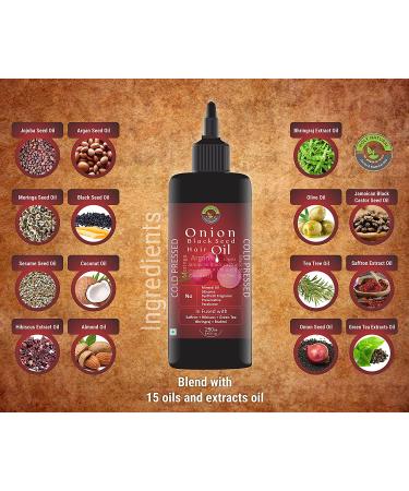 Organic Onion Black Seed Hair Oil - 100% Natural (8.45 fl oz / 250 ml) | Promotes Long, Lustrous & Shiny Hair | No Mineral Oil - Buy Online on GoSupps.com